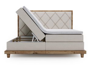 Miniaturka 8 - Beżowe łóżko z dwoma pojemnikami i przeszywanym zagłówkiem