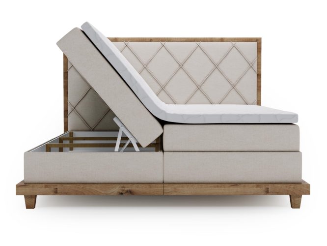 Designerskie Łóżko Kontynentalne do Sypialni BEIGE