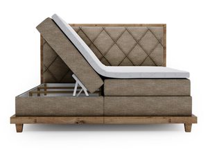 Miniaturka 11 - Tapicerowane łóżko w kolorze piaskowym z wysokim oparciem