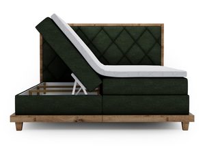 Miniaturka 10 - Zielone łóżko z kontrastującym przeszyciem i praktycznym pojemnikiem