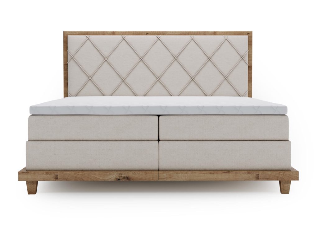 Designerskie Łóżko Kontynentalne do Sypialni BEIGE