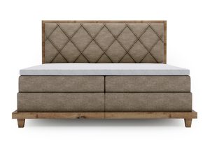 Miniaturka 3 - Łóżko kontynentalne z eleganckim pikowaniem i drewnianą podstawą