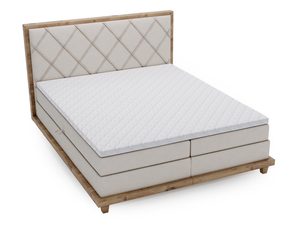 Miniaturka 12 - Beżowe łóżko tapicerowane z pojemnikiem otwieranym na bok