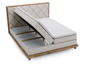 Miniaturka 16 - Kremowe łóżko z dekoracyjnym zagłówkiem i miejscem na pościel