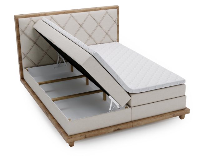 Designerskie Łóżko Kontynentalne do Sypialni BEIGE