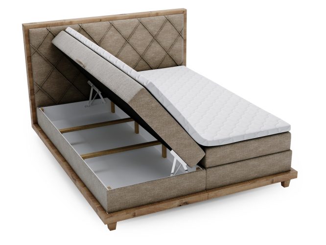 Designerskie Łóżko Kontynentalne do Sypialni BEIGE