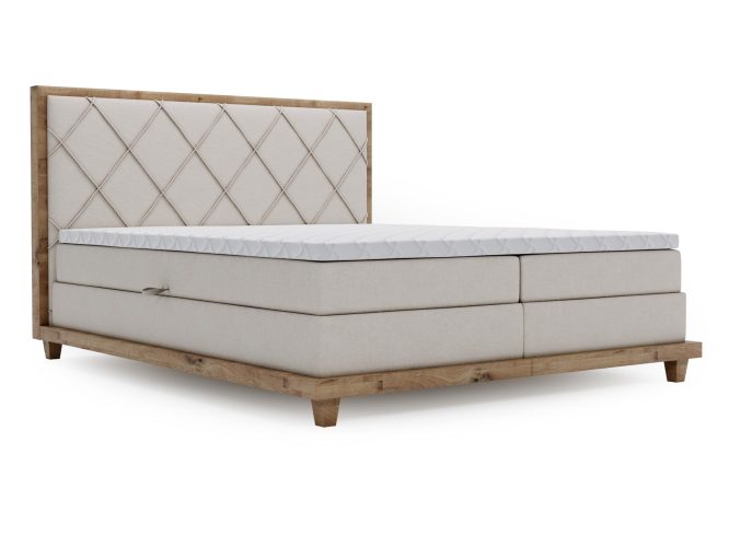 Designerskie Łóżko Kontynentalne do Sypialni BEIGE