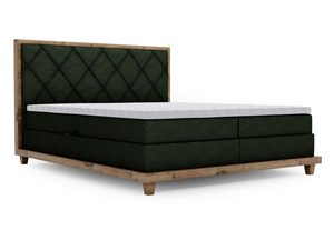 Miniaturka 6 - Zielone łóżko kontynentalne z wysokim materacem