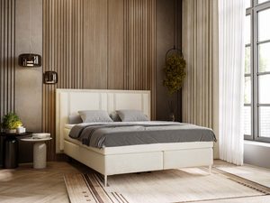 Miniaturka 14 - Łóżko kontynentalne w jasnym beżu z prostym, nowoczesnym designem