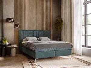 Miniaturka 16 - Zielone łóżko do sypialni z miękkim, przeszywanym zagłówkiem