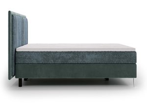 Miniaturka 6 - Ciemnozielone łóżko tapicerowane z wysokim zagłówkiem i skrzynią na pościel