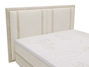 Miniaturka 11 - Szczegóły zagłówka łóżka z tkaniny o grubym splocie w odcieniu wanilii