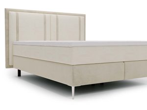 Miniaturka 3 - Kremowe łóżko tapicerowane z pojemnikiem i zaokrągloną ramą