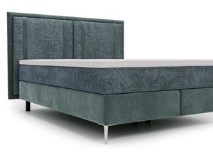 Miniaturka 4 - Nowoczesne łóżko z szarozieloną tapicerką i wysokim zagłówkiem