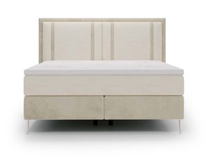 Miniaturka 7 - Eleganckie łóżko w stylu glamour z kremową tkaniną i metalowymi nóżkami