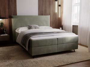 Miniaturka 33 - Zielone łóżko z tkaniny o grubym splocie w aranżacji nowoczesnej sypialni