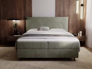 Miniaturka 36 - Zielone łóżko z wysokim zagłówkiem w nowoczesnej sypialni