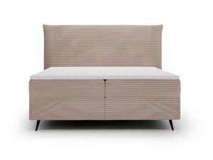 Miniaturka 2 - Beżowe łóżko z pojemnikiem i smukłymi czarnymi nóżkami w stylu minimalistycznym