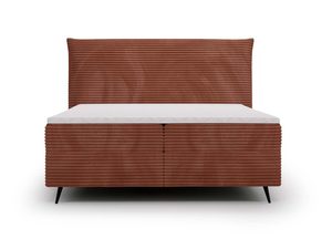 Miniaturka 4 - Ceglane łóżko tapicerowane z wysokim zagłówkiem i pionowymi przeszyciami