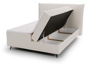 Miniaturka 21 - Jasny kontynentalny model łóżka z funkcją otwierania i dwoma materacami