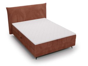 Miniaturka 19 - Tapicerowane łóżko z pojemnikiem w kolorze rudym i prostym zagłówkiem