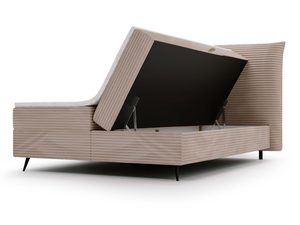 Miniaturka 27 - Beżowe łóżko z pojemnikiem i jasnym materacem do nowoczesnej sypialni