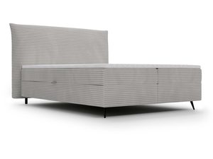 Miniaturka 15 - Szare łóżko tapicerowane z pojemnikiem i elegancką linią wykończenia