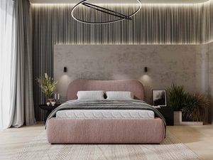 Miniaturka 26 - Łóżko różowe z pikowanym materacem i stelażem w eleganckiej sypialni