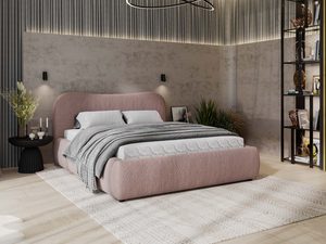 Miniaturka 29 - Różowe łóżko tapicerowane z wysokim zagłówkiem do nowoczesnej sypialni