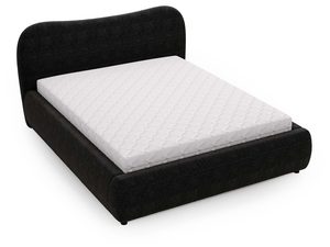 Miniaturka 12 - Czarne łóżko z gładkim obiciem i wyraźnym zagłówkiem