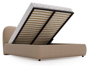 Miniaturka 17 - Tapicerowane łóżko beżowe z podnoszonym stelażem i pikowanym materacem