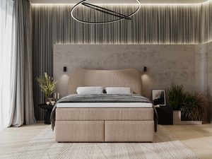 Miniaturka 18 - Luksusowe łóżko beżowe w nowoczesnej sypialni