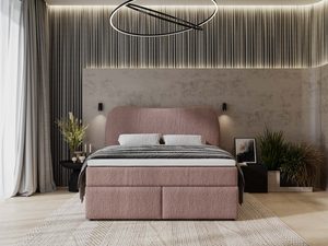 Miniaturka 24 - Różowe łóżko kontynentalne w eleganckiej sypialni z oświetleniem