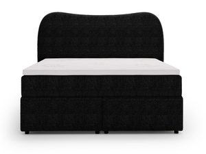 Miniaturka 14 - Czarne łóżko z białym materacem i gładką tapicerką