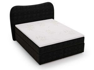 Miniaturka 22 - Czarne łóżko tapicerowane z zaokrąglonym zagłówkiem i białym materacem