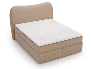 Miniaturka 19 - Beżowe łóżko z zaokrąglonym zagłówkiem do klasycznego wnętrza sypialni