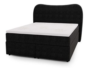 Miniaturka 4 - Czarny tapicerowany półokrągły zagłówek z jasnym materacem