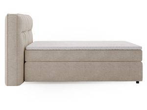 Miniaturka 15 - Beżowe łóżko tapicerowane z pikowaniem i wyraźną strukturą tkaniny