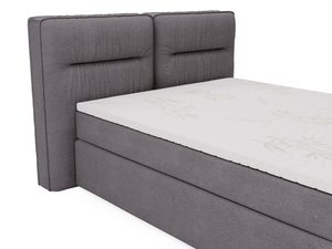 Miniaturka 27 - Szare łóżko kontynentalne z wysokim zagłówkiem i wygodnym materacem
