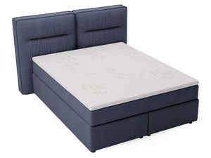 Miniaturka 7 - Granatowe łóżko z wyrazistą tkaniną do sypialni w stylu klasycznym