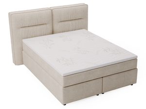 Miniaturka 9 - Beżowe łóżko z jasnym materacem i subtelnym przeszyciem