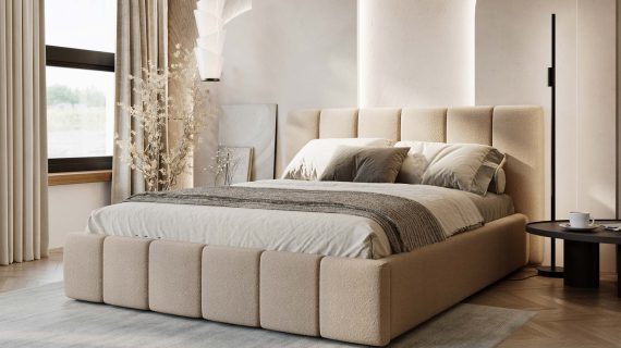 Miniaturka 36 - Klasyczne Szare Łóżko Tapicerowane z Zagłówkiem Pikowanym ELBASIC