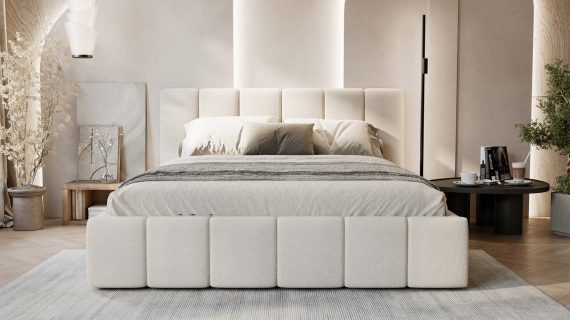 Miniaturka 38 - Klasyczne Szare Łóżko Tapicerowane z Zagłówkiem Pikowanym ELBASIC