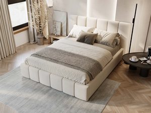 Miniaturka 37 - Kremowe łóżko z segmentowaną ramą aranżacja widok z góry