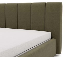 Miniaturka 34 - Detal zielonego zagłówka łóżka z pionowym pikowaniem