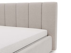 Miniaturka 33 - Jasnoszary zagłówek łóżka tapicerowanego detal zbliżenie