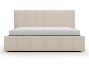 Miniaturka 1 - Kremowe łóżko tapicerowane z segmentową ramą frontalny