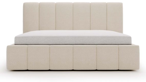 Miniaturka 1 - Klasyczne Szare Łóżko Tapicerowane z Zagłówkiem Pikowanym ELBASIC