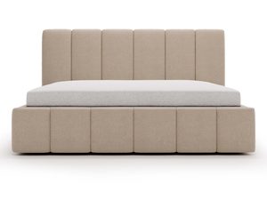 Miniaturka 5 - Łóżko beżowe tapicerowane z pionowym zagłówkiem przód