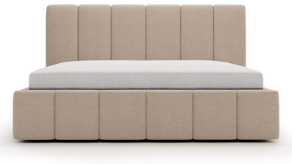 Miniaturka 5 - Klasyczne Szare Łóżko Tapicerowane z Zagłówkiem Pikowanym ELBASIC